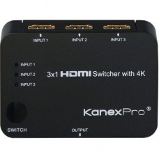 Kanexpro 3x1 HDMI Switcher with 4K Support - Home Theater, TV, Blu-ray Disc Player, PlayStation 4, Xbox, HDTV, Projector, PlayStation 3, DVD Player Compatible - 3 x HDMI Digital Audio/Video In, 1 x HDMI Digital Audio/Video Out, 1IR Input SW-HD3X14K