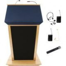AmpliVox SW3045 - Wireless Patriot Plus Lectern - Skirted Base - 51" Height x 31" Width x 23" Depth - Clear Lacquer, Maple - Hardwood Veneer, Solid Hardwood SW3045-MP