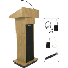 AmpliVox SW505A - Wireless Executive Adjustable Column Lectern - 45" Height x 25" Width x 19" Depth - High Pressure Laminate (HPL), Oak - Wood - CARB, FSC, LEED, RoHS, WEEE Compliance SW505A-OK