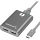 Sabrent Thunderbolt 3 to Dual HDMI 2.0 Adapter (TH-S3H2) - 2 x HDMI Female Digital Audio/Video - 1 x USB Type C Female Thunderbolt 3 - 4096 x 2160 Supported - Gray TH-S3H2