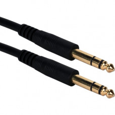 Qvs 6ft 1/4 Male to Male Audio Cable - 6 ft 35mm Audio Cable for Microphone, Guitar - First End: 1 x 6.35mm Male Audio - Second End: 1 x 6.35mm Male Audio - Black TRS-06