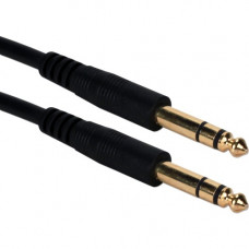 Qvs 10ft 1/4 Male to Male Audio Cable - 35mm for Microphone, Guitar - 10 ft - 1 x 6.35mm Male Audio - 1 x 6.35mm Male Audio - Black TRS-10
