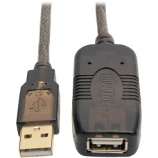 Tripp Lite USB 2.0 Active Extension Cable (USB-A M/F), 25 ft. (7.6 m) - 25 ft USB Data Transfer Cable for Printer, Scanner, USB Hub - First End: 1 x Type A Male USB - Second End: 1 x Type A Female USB - 480 Mbit/s - Extension Cable - Shielding - Gold Plat