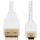 Tripp Lite Safe-IT USB-A to USB Mini-B Antibacterial Cable (M/M), USB 2.0, White, 3 ft. - 3 ft Mini USB/USB Data Transfer Cable for Computer, Notebook, Multimedia Device, Digital Camera, Smartphone, Peripheral Device, MP3 Player, Hub - First End: 1 x Type