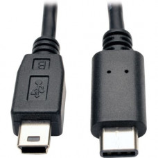 Tripp Lite 6ft USB 2.0 Hi-Speed Cable 5-Pin Mini-B to USB Type-C USB-C M/M - USB - 60 MB/s - 6 ft - 1 x Mini Type B Male USB - 1 x Type C Male USB - Gold-plated Contacts, Nickel Plated - Shielding - Black" - RoHS Compliance U040-006-MINI