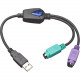 Tripp Lite 6 Inch USB to PS/2 Adapter Keyboard and Mouse USB-A o 2x Mini-Din M/F - (A M to 2x Mini-Din6 F) - TAA Compliance U219-000-R