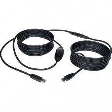 Tripp Lite 25ft USB 3.0 SuperSpeed Active Repeater Cable A Male/B Male - USB for Printer - 25 ft - 1 x Type A Male USB - 1 x Type B Male USB - Black - TAA Compliance U328-025