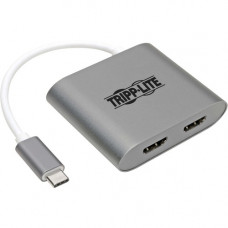 Tripp Lite U444-06N-2H-MST HDMI/USBAudio/Video Adapter - 1 x USB Type C Male Thunderbolt 3 - 2 x HDMI Female Digital Audio/Video - 3840 x 2160 Supported - Nickel Connector - Gray U444-06N-2H-MST