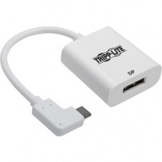 Tripp Lite U444-06N-DP-RA Right-Angle USB-C to DisplayPort Adapter, M/F, White - DisplayPort/Thunderbolt 3 for Ultrabook, Monitor, Workstation, Tablet, Smartphone, Projector, Chromebook, Notebook, MacBook, Audio/Video Device - 640 MB/s - 6" - 1 x USB