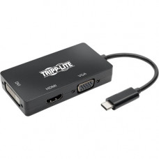 Tripp Lite USB C Multiport Adapter HDMI / DVI / VGA 4Kx2K USB Type C Black - for Notebook/Tablet PC/Desktop PC/Smartphone - USB 3.1 Type C - 1 x USB Ports - HDMI - DVI - VGA - Thunderbolt - Wired U444-06N-HDV4KB