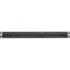 Panduit Mini-Com UICMPPK6G24BL Network Patch Panel - 24 Port(s) - 24 x RJ-45 - 1U High - Black - 19" Wide - Rack-mountable - TAA Compliance UICMPPK6G24BL