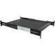 Startech.Com 2U Adjustable Mounting Depth Vented Sliding Rack Mount Shelf - 50lbs / 22.7kg - 2U Rack Height x 19" Rack Width - Black - Cold-rolled Steel (CRS) - 50 lb Maximum Weight Capacity - TAA Compliant - RoHS, TAA Compliance UNISLDSHF19