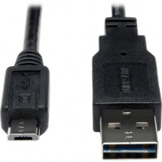 Tripp Lite 1ft USB 2.0 High Speed Cable 28/24AWG Reversible A to 5Pin Micro B M/M 10pc Bulk Pack - USB for Tablet, Cellular Phone, PDA, Digital Camera - 60 MBps - 1 ft - 10 Pack - 1 x Type A Male USB - 1 x Micro Type B Male USB - Shielding - Black" -
