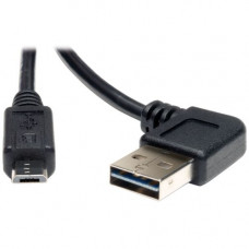Tripp Lite 3ft USB 2.0 High Speed Cable Reversible Right/Left Angle A to Micro B M/M - (Reversible Right / Left Angle A to Micro-B M/M) 3-ft. - RoHS Compliance UR050-003-RA