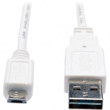 Tripp Lite 6in USB 2.0 High Speed Cable Reversible A to 5Pin Micro B M/M White - USB for PDA, Camera, Cellular Phone - 6" - 1 x Type A Male USB - 1 x Type B Male Micro USB - White" - RoHS Compliance UR050-06N-WH