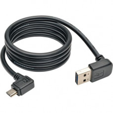Tripp Lite 3ft USB Charging Cable Reversible Up/Down Angle A to Right 5Pin Micro B - For Tablet PC, Smartphone, Mobile Device - 5 V DC Voltage Rating - Black" UR05C-003-UARB