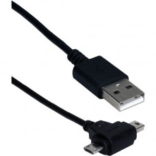 Qvs 1ft USB 2-in-1 Sync & 2.1Amp Charger Cable for Smartphone & Tablet - 1 ft USB Data Transfer Cable for Smartphone, Tablet, Digital Camera, MP3 Player - First End: 1 x Male USB - Second End: 1 x Mini Type B Male USB, Second End: 1 x Micro Type B