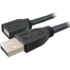 Comprehensive Pro AV/IT Active Plenum USB A Male to A Female Cable - USB for Webcam, Printer, Whiteboard - 50 ft - 1 x Type A Male USB - 1 x Type A Female USB - Shielding - Matte Black - RoHS Compliance USB2-AMF-50PROAP