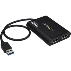 Startech.Com USB to Dual DisplayPort Adapter - 4K 60Hz - USB 3.0 5Gbps - USB Dual Monitor Adapter - Dual DisplayPort Adapter - DisplayLink Certified - Connect two additional 4K 60Hz displays to a Mac or PC through a single USB 3.0 (5Gbps) port - Supports 