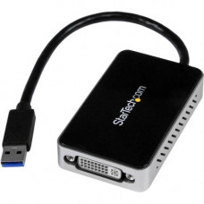 Startech.Com USB 3.0 to DVI External Video Card Multi Monitor Adapter with 1-Port USB Hub - 1920x1200 - 1 Pack - Type A Male USB - 1 x DVI-I Female VGA, 1 x Type A Female USB - 1920 x 1200 Supported - Black - TAA Compliant - RoHS, TAA Compliance USB32DVIE
