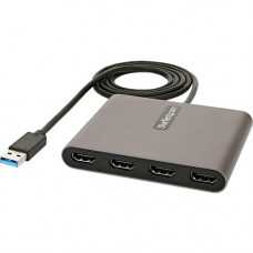 Startech.Com USB-A to HDMI Adapter - 1 Pack - 1 x Type A Male USB - 4 x HDMI Female Digital Audio/Video - 1920 x 1080 Supported - Space Gray - TAA Compliance USB32HD4