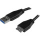 Startech.Com 0.5m (20in) Slim SuperSpeed USB 3.0 A to Micro B Cable - M/M - 1.64 ft USB Data Transfer Cable for Hard Drive, Card Reader, Tablet PC, Phone - First End: 1 x Type A Male USB - Second End: 1 x Micro Type B Male USB - Shielding - Nickel Plated 