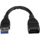 Startech.Com 6in Black USB 3.0 Extension Adapter Cable A to A - M/F - 6" USB Data Transfer Cable for Flash Drive, Notebook, Desktop Computer - First End: 1 x Type A Male USB - Second End: 1 x Type A Female USB - Extension Cable - Shielding - Nickel P