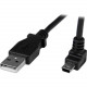 Startech.Com 1m Mini USB Cable - A to Up Angle Mini B - 3.28 ft USB Data Transfer Cable for Camera, Hard Drive, Cellular Phone, GPS Receiver - First End: 1 x Type A Male USB - Second End: 1 x Type B Male Mini USB - Shielding - Black - 1 Pack - RoHS Compli