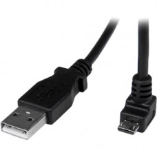 Startech.Com 2m Micro USB Cable - A to Down Angle Micro B - 6.56 ft USB Data Transfer Cable for Cellular Phone, Camera, Hard Drive, Tablet PC - First End: 1 x Type A Male USB - Second End: 1 x Type B Male Micro USB - Shielding - Black - 1 Pack - RoHS Comp