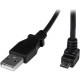 Startech.Com 2m Micro USB Cable - A to Down Angle Micro B - 6.56 ft USB Data Transfer Cable for Cellular Phone, Camera, Hard Drive, Tablet PC - First End: 1 x Type A Male USB - Second End: 1 x Type B Male Micro USB - Shielding - Black - 1 Pack - RoHS Comp