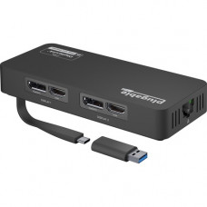 Plugable 4K DisplayPort and HDMI Dual Monitor Adapter with Ethernet for USB 3.0 and USB-C, Compatible with Windows - for Notebook/Monitor - USB Type C - Network (RJ-45) - HDMI - DisplayPort - Wired USBC-6950UE