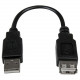 Startech.Com 6in USB 2.0 Extension Adapter Cable A to A - M/F - Type A Male USB - Type A Female USB - 6 - Gray - RoHS Compliance USBEXTAA6IN