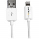 Startech.Com 0.3m (11in) Short White Apple 8-pin Lightning Connector to USB Cable for iPhone / iPod / iPad - 1 ft Lightning/USB Data Transfer Cable for iPhone, iPad, iPod, Notebook - First End: 1 x Type A Male USB - Second End: 1 x Lightning Male Propriet