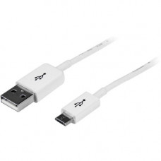 Startech.Com 2m White Micro USB Cable - A to Micro B - 6.56 ft USB Data Transfer Cable for Cellular Phone, Camera, Hard Drive, Tablet PC - First End: 1 x Type A Male USB - Second End: 1 x Type B Male Micro USB - Shielding - White - 1 Pack - RoHS Complianc