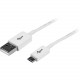 Startech.Com 1m White Micro USB Cable - A to Micro B - 3.28 ft USB Data Transfer Cable for Cellular Phone, Camera, Hard Drive, Tablet PC, Digital Camera, Smartphone - First End: 1 x Type A Male USB - Second End: 1 x Type B Male Micro USB - Shielding - 28 