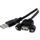 Startech.Com 1 ft Panel Mount USB Cable A to A - F/M - Type A Male USB - Type A Female USB - 1ft - Black - RoHS Compliance USBPNLAFAM1