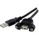 Startech.Com 3 ft Panel Mount USB Cable A to A - F/M - 3 ft USB Data Transfer Cable for PC - First End: 1 x Type A Male USB - Second End: 1 x Type A Female USB - Extension Cable - Shielding - Nickel Plated Connector - 24/28 AWG - Black - 1 Pack - RoHS Com
