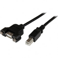 Startech.Com 3 ft Panel Mount USB Cable A to B - F/M - 3 ft USB Data Transfer Cable - First End: 1 x Type A Female USB - Second End: 1 x Type B Male USB - Shielding - Nickel Plated Connector - Black - 1 Pack - RoHS Compliance USBPNLAFBM3