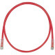 Panduit Cat.6e U/UTP Network Cable - Category 6e - Patch Cable - 6.56 ft - 1 x RJ-45 Male Network - 1 x RJ-45 Male Network - Clear, Red UTPSP2MRDY