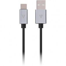 V7 USB2.0A Male to USB-C Male Cable 1m Grey Aluminum - 3.28 ft USB Data Transfer Cable for Smartphone, MacBook, Tablet, Cellular Phone - First End: 1 x Type A Male USB - Second End: 1 x Type C Male USB - Gold Plated Contact - Gray U2C-1M-ALUGR-1EC