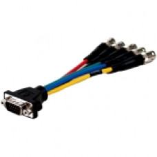 Comprehensive Pro AV/IT Series VGA HD15 plug to 5 BNC jacks cable 6 inches - BNC/VGA for Video Device - 1 x HD-15 Male VGA - 5 x BNC Female Video - Shielding - RoHS Compliance VGA15P-5BJ-6INHR