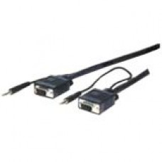 Comprehensive Pro AV/IT Series VGA w/Audio HD15 pin Plug to Plug Cable 100ft - Mini-phone/VGA for Audio/Video Device - 1 x HD-15 Male VGA, 1 x Mini-phone Stereo Audio - 1 x HD-15 Male VGA, 1 x Mini-phone Stereo Audio - Shielding - RoHS Compliance VGA15P-P