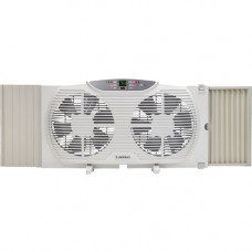 Lasko Electrically Reversible Twin Window Fan with Remote Control - 228.6 mm Diameter - 3 Speed - Quiet, Remote, Timer, Thermostat, Safety Fuse, Digital Display - 10.2" Height x 4.3" Width - White W09550