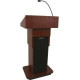 AmpliVox W505A - Executive Adjustable Column Non-sound Lectern - Sculpted Base - 22" Table Top Width x 17" Table Top Depth - 44" Height - Assembly Required - Melamine Laminate, Cherry - Wood W505A-CH