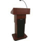 AmpliVox W505A - Executive Adjustable Column Non-sound Lectern - Sculpted Base - 22" Table Top Width x 17" Table Top Depth - 44" Height - Assembly Required - Melamine Laminate, Walnut - Wood W505A-WT