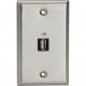 Black Box A/V Stainless Wallplate, Single-Gang, (1) USB Type A F Feed-Through Coupler - 1-gang - Stainless WP830