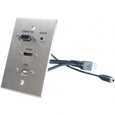 Comprehensive Faceplate - 1-gang - Brushed Anodized Aluminum - 1 x HDMI Port(s) - 1 x Mini-phone Port(s) - 1 x VGA Port(s) WPPT-HVAB1-AC