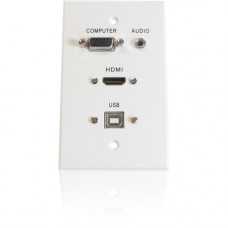 Comprehensive Faceplate - 1-gang - White Aluminum - 1 x HDMI Port(s) - 1 x Mini-phone Port(s) - 1 x VGA Port(s) WPPT-HVAB1-AW