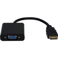 Qvs Mini-HDMI to VGA Video Converter - 6" Mini-HDMI/VGA Video Cable for Projector, Monitor, Notebook, Tablet, PC, Video Device - First End: 1 x HD-15 Female VGA - Second End: 1 x Mini HDMI Male Video - Supports up to 1920 x 1080 - Black XHDVC-MF