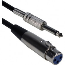 Qvs 10ft XLR Female to 1/4 Male Audio Cable - 10 ft 6.35mm/XLR Audio Cable for Guitar, Speaker, Audio Device, Microphone - First End: 1 x XLR Female Audio - Second End: 1 x 6.35mm Male Audio - Patch Cable - Black XLRT-F10